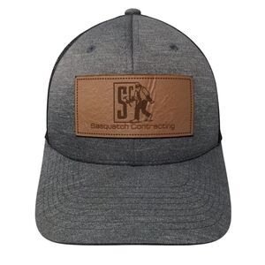 Sasquatch Contracting Snapback Trucker Hat Gray One Size Leather Patch